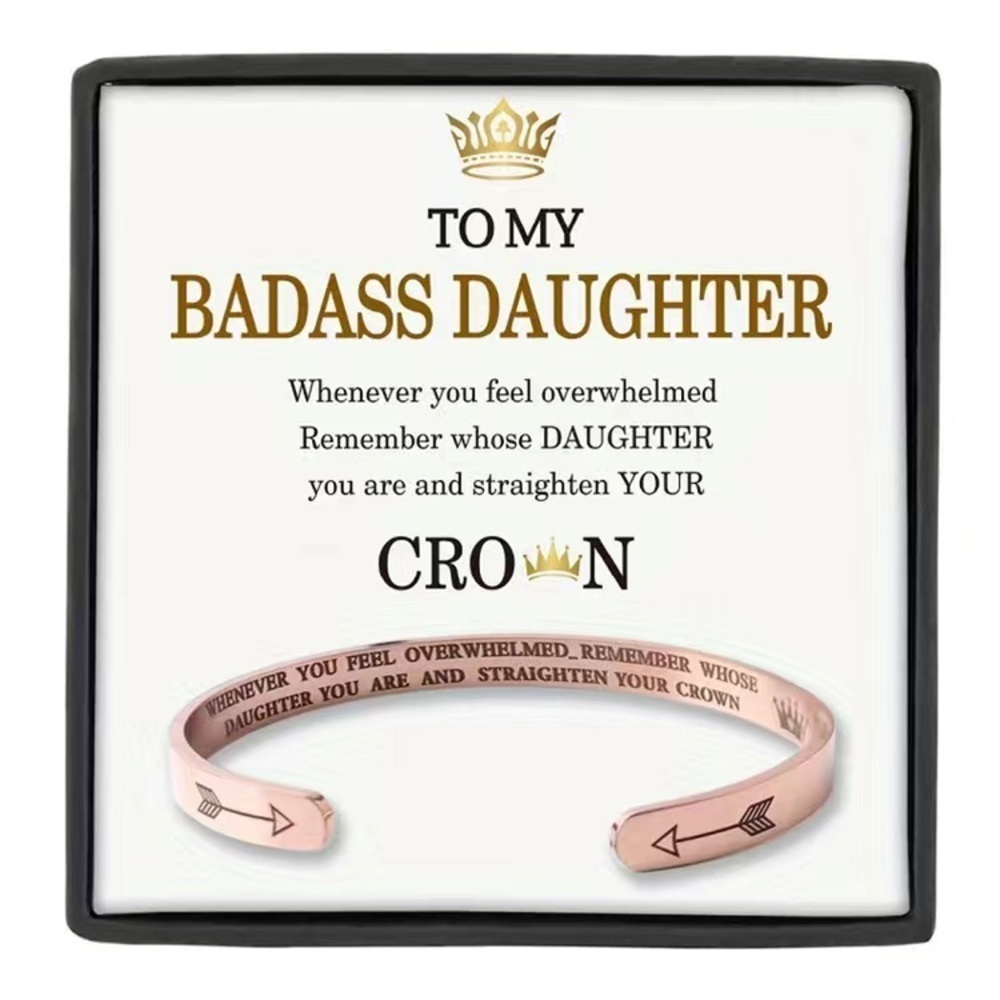1-Piece Stainless Steel “To My Badass Daughter” Bracelet